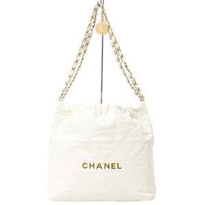 Chanel Women's CHANEL22 Small Handbag with Chain Shoulder Strap, White Calfsk...